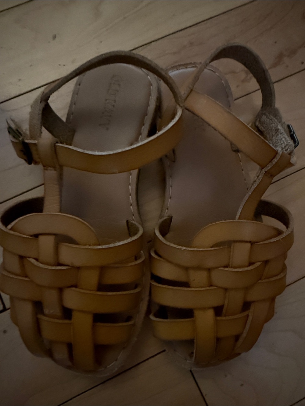 Old Navy Tan Woven Leather-Style Kids Sandals